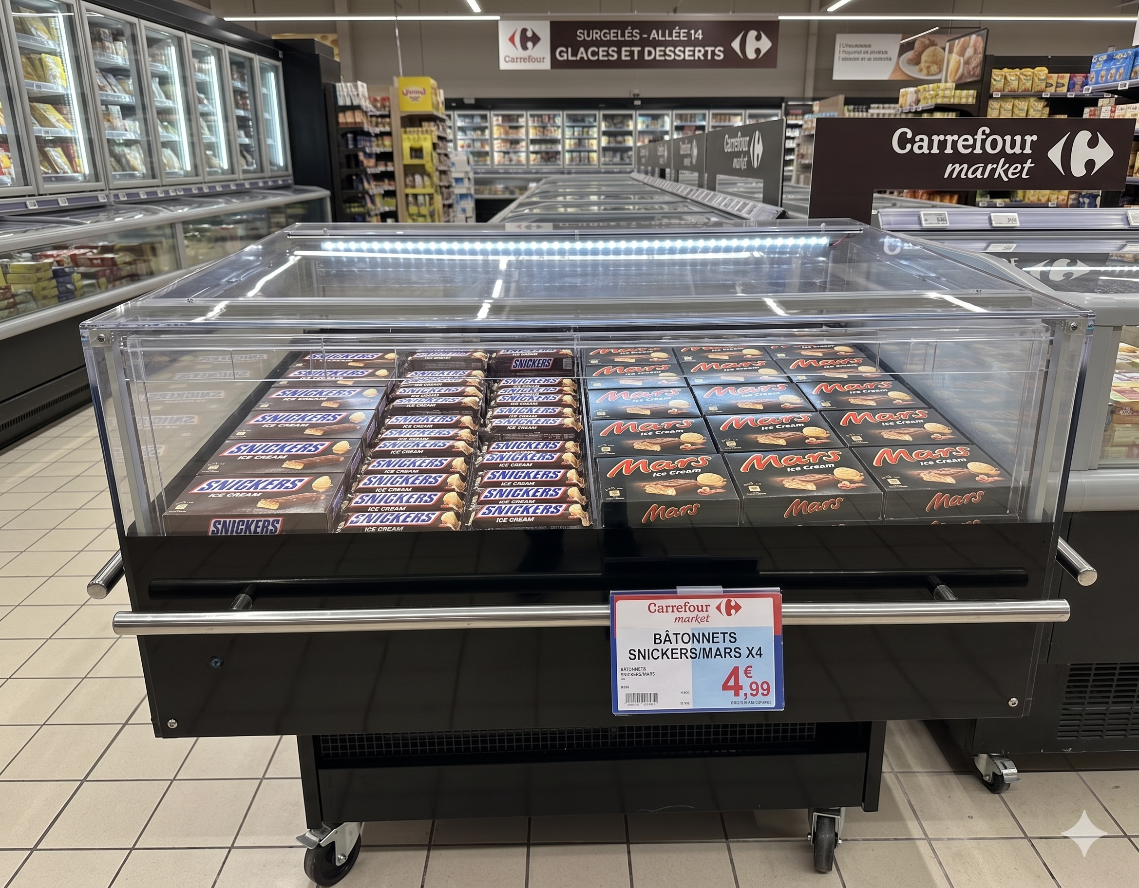 Réalisation CAGIFRAIS — Carrefour Market Borgo, opération saisonnière glaces