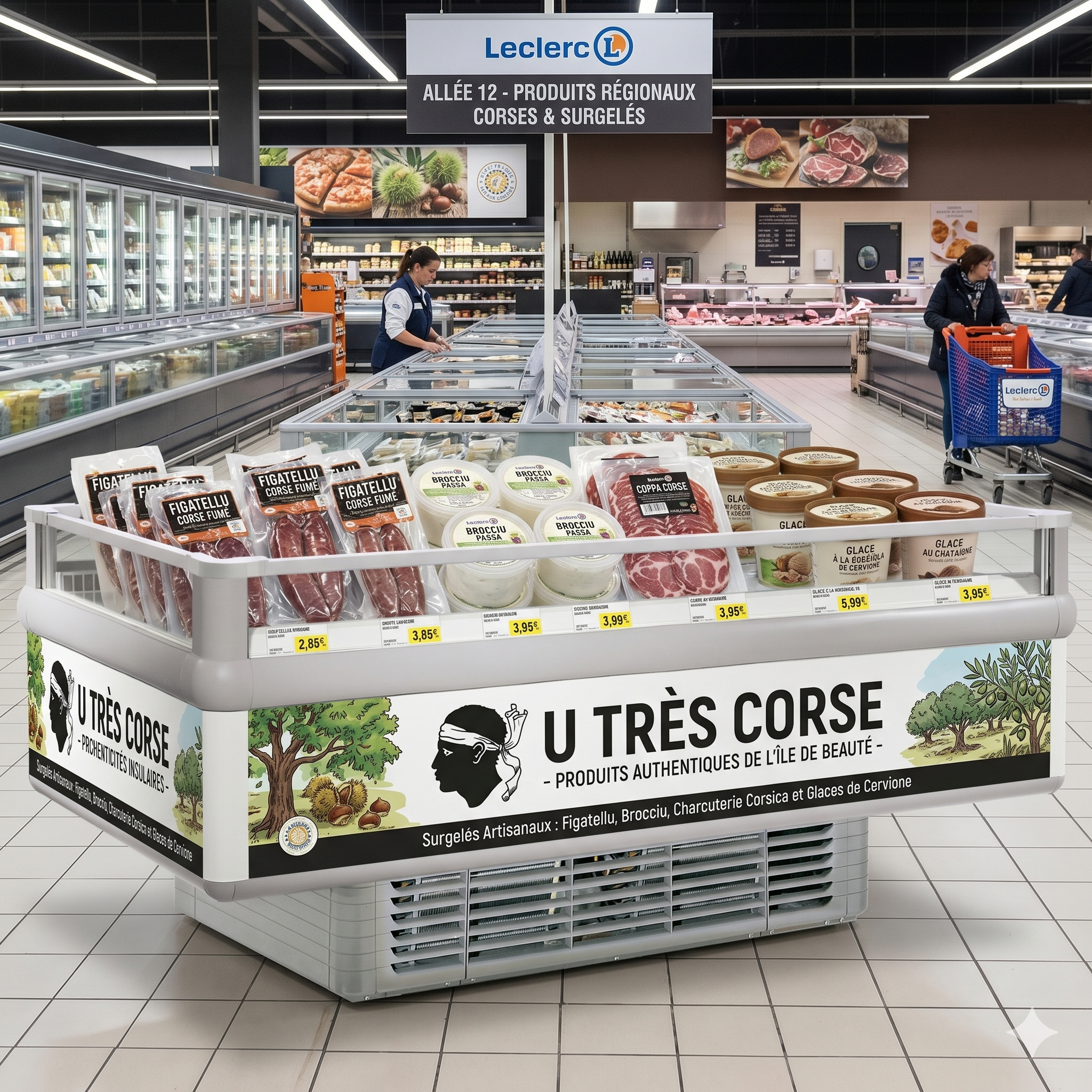 Réalisation CAGIFRAIS — Leclerc Alistro, mise en avant produits corses
